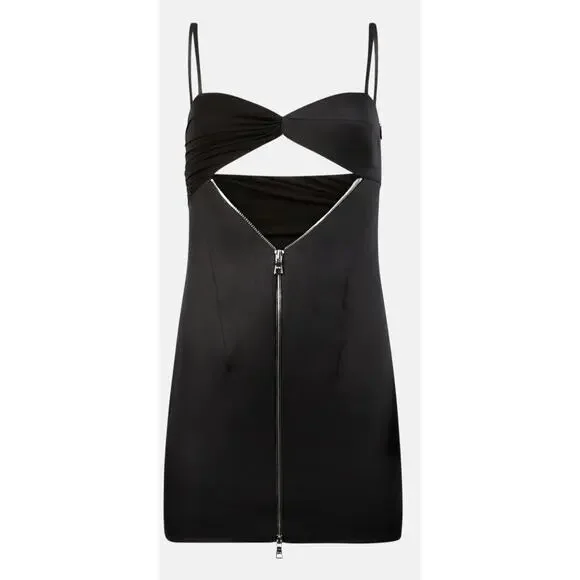 RTA Black Zipper Mini Dress SIZE 6 Slip Club Cutout Designer Revolve $495 NEW - Picture 9 of 12